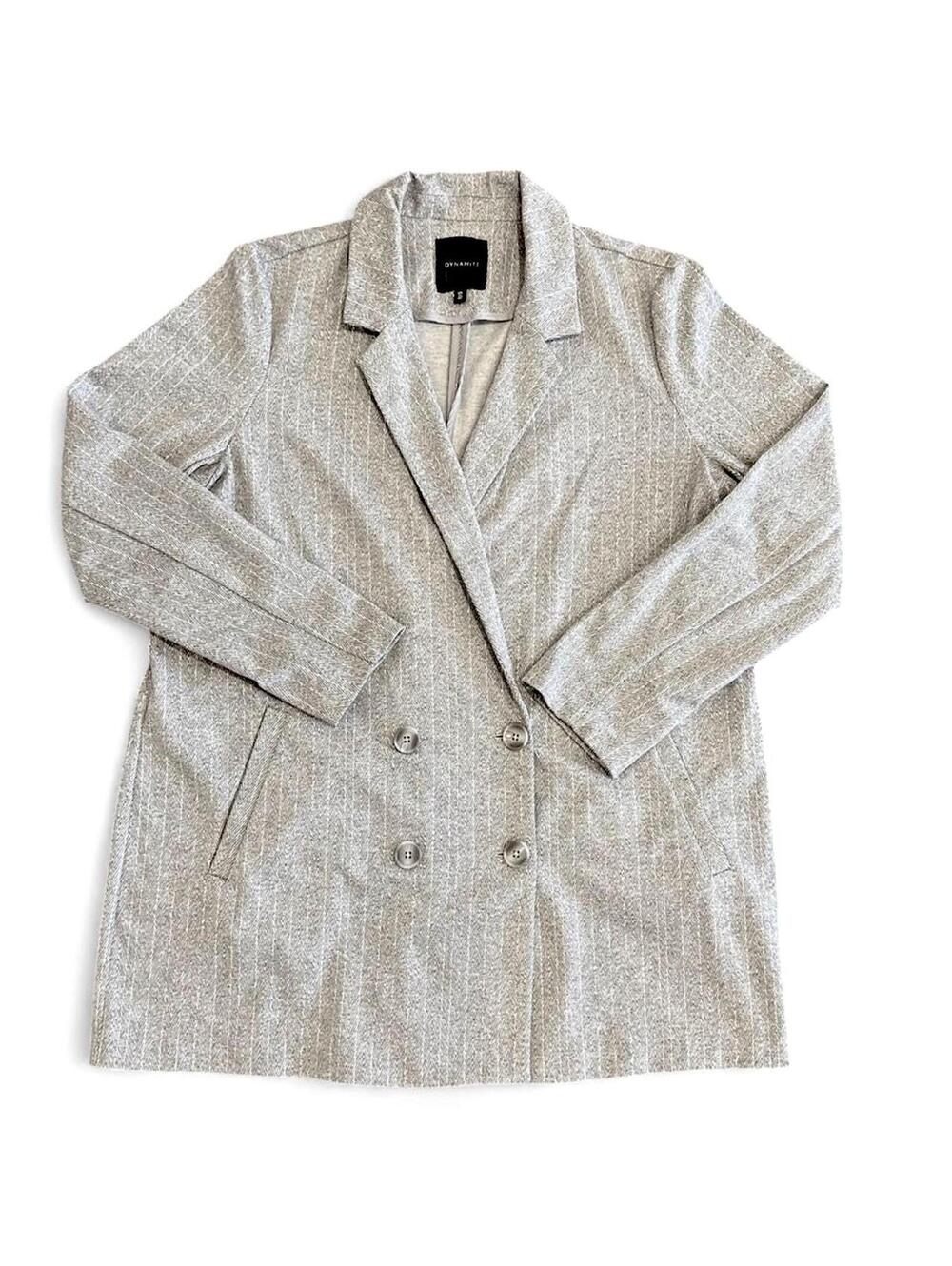 Dynamite‎ Women's Grey and Silver Tailored-jacket Longline Size L